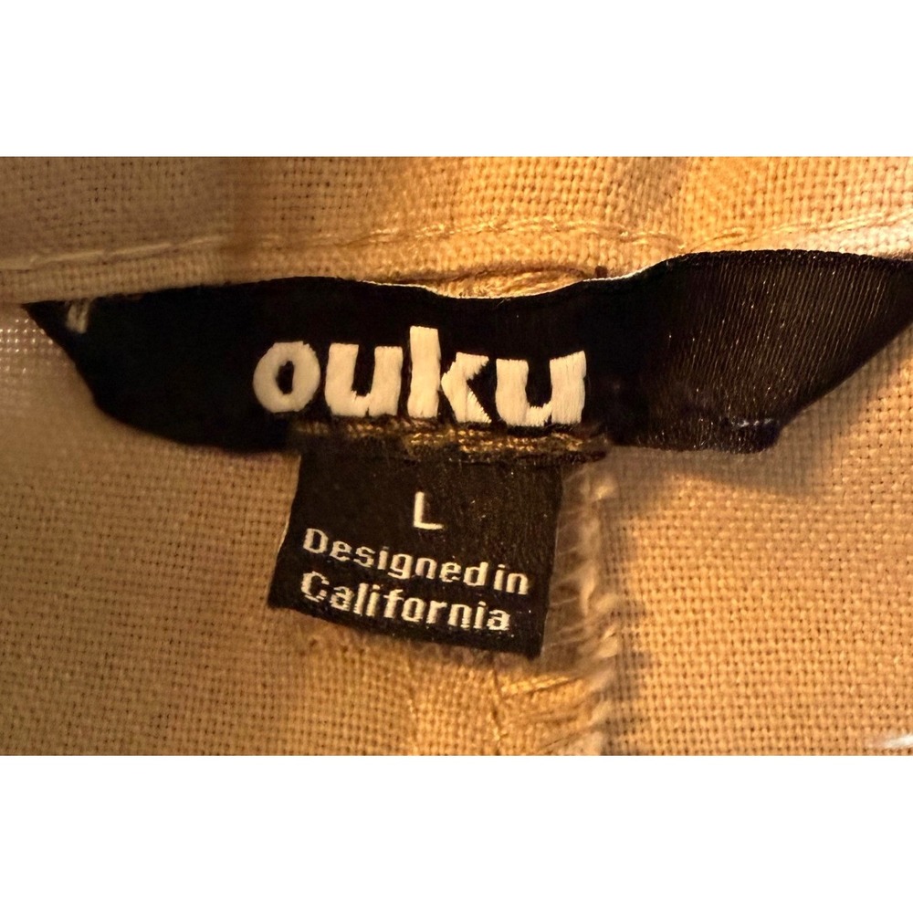 Ouku Mens Pleated Trousers Beige Khaki Straight Leg Pants Size L NEW